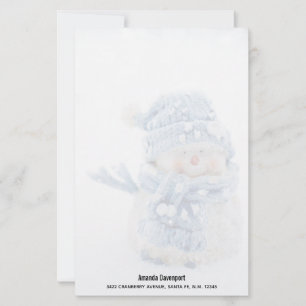 Foto eines Niedlichen Schneemanns im Winter - Weih Briefpapier
