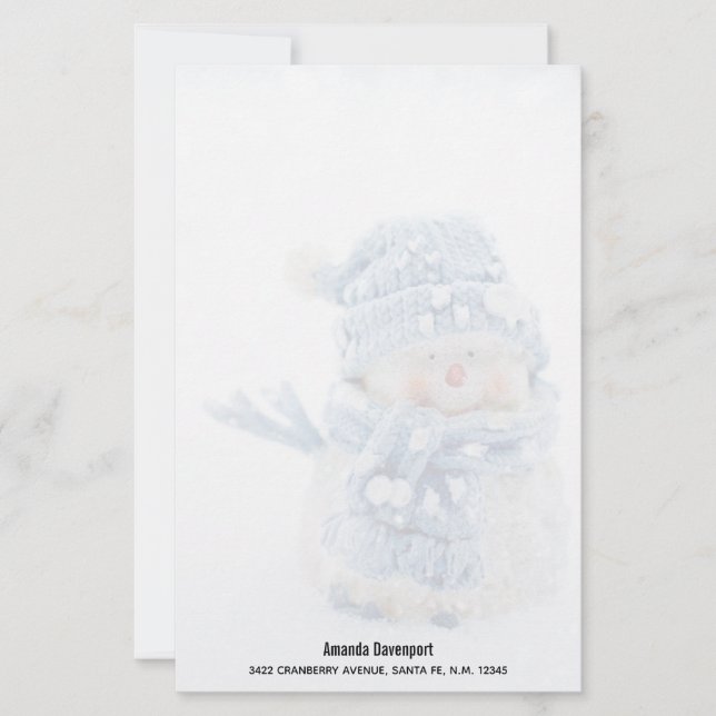 Foto eines Niedlichen Schneemanns im Winter - Weih Briefpapier (Vorderseite)