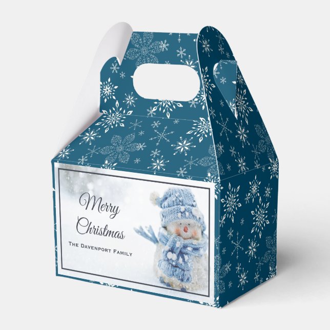 Foto eines Niedlichen Schneemanns im Winter - Weih Geschenkschachtel (Vorderseite)