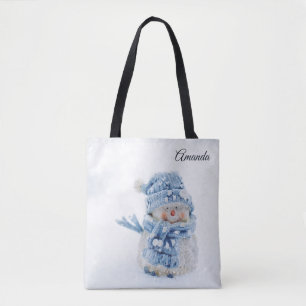 Foto eines Niedlichen Schneemanns im Winter - Weih Tasche