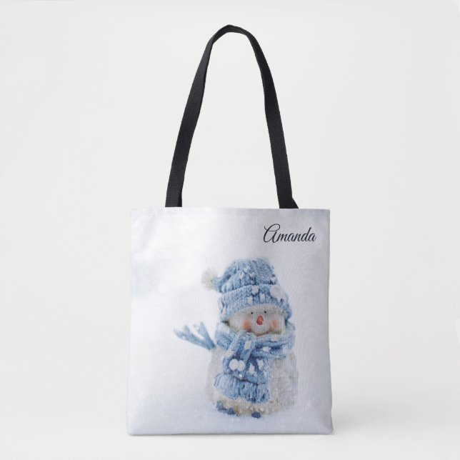 Foto eines Niedlichen Schneemanns im Winter - Weih Tasche (Vorderseite)