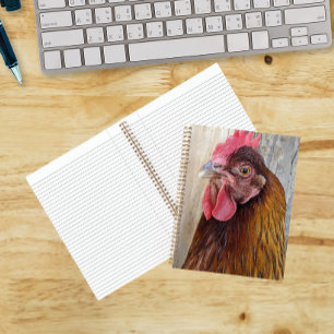 Foto eines roten Hühnerhens Notizbuch