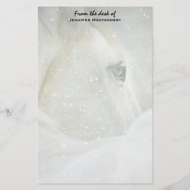 Foto eines schönen Weißen Pferdes im Winter Briefpapier (Vorderseite)