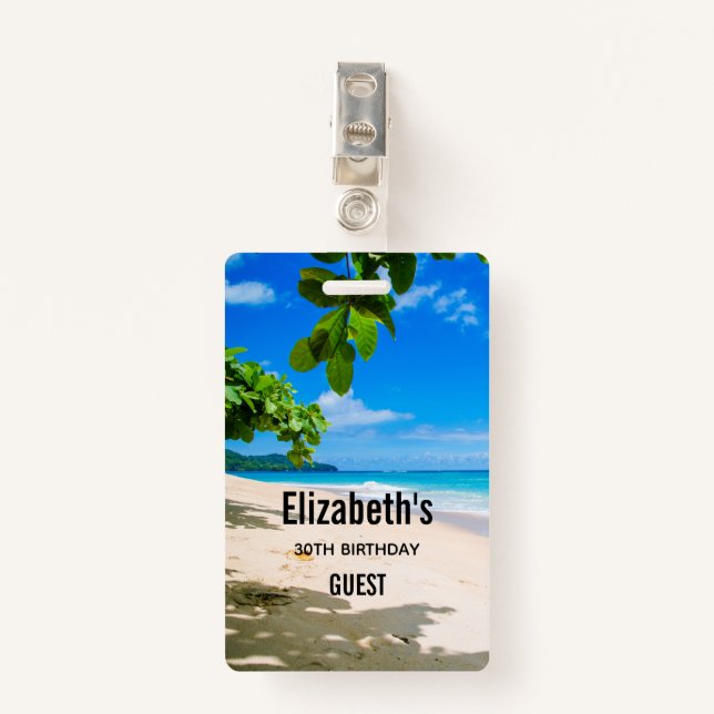 Foto eines wunderschönen tropischen Strandgast Ausweis (Vorderseite mit Klammer)