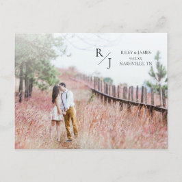 Foto Einfache Monogramm Hochzeit speichern Sie das Postkarte