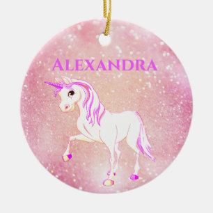Foto Einhorn Glitzer Niedlich Rosa Kinder Keramik Ornament