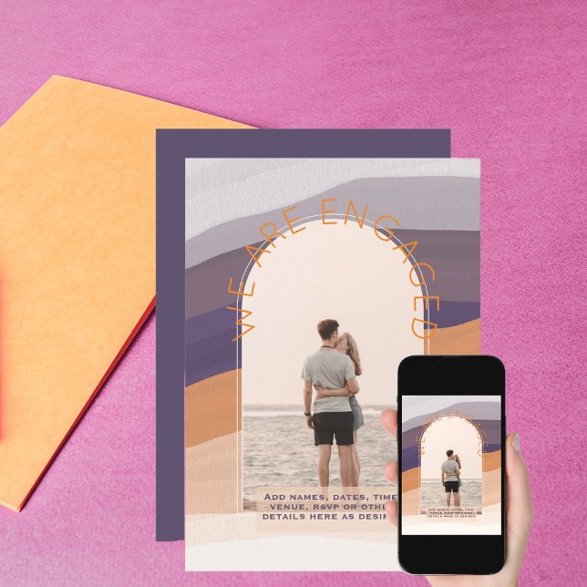 Foto Einladung Dave Datum Lila Orange Hochzeit (Von Creator hochgeladen)