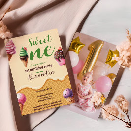 Foto Eis Creme Sweet Ein erster Geburtstag Einladung