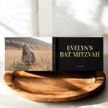 Foto Elegant Bat Mitzvah Gästebuch<br><div class="desc">In unserem Bat Mitzvah Gästebuch mit der Überschrift "Bat Mitzvah" in elegantem Serif-Schriftart, wunderschön in echter Folie. Das minimalistisch gestaltete Hotel besticht durch seine zentrale Lage.</div>