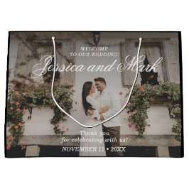 Foto Elegant Black Wedding Willkommen Große Geschenktüte