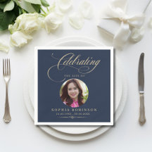 Foto Elegant Blau Gold Schrift Trauer Gedenkfeier