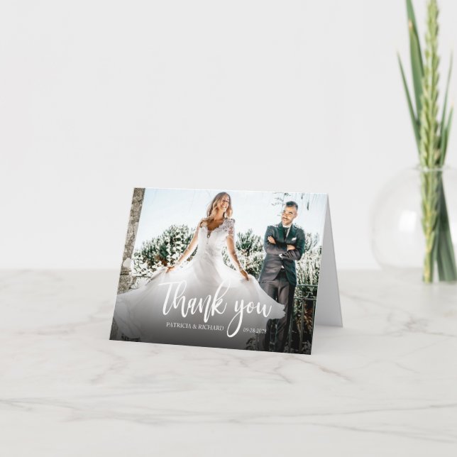 Foto Elegant Calligraphy Wedding Vielen Dank Dankeskarte (Vorderseite)