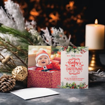 Foto Elegant Floral Baby's First Christmas