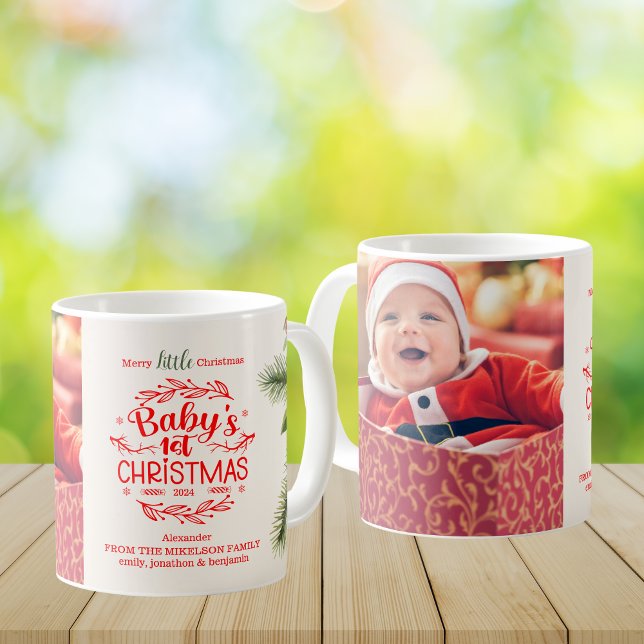 Foto Elegant Floral Baby's First Christmas Kaffeetasse (Von Creator hochgeladen)