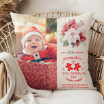 Foto Elegant Floral Baby's First Christmas Kissen<br><div class="desc">Erinnern Sie sich an das erste Weihnachtsfest Ihres Babys mit einer personalisierten Touch von Eleganz und Komfort. Unser Foto Elegant Floral Baby's First Christmas Throw Kissen wurde entworfen, um die Magie dieses besonderen Meilensteins zu erfassen und Ihrem Urlaubsstil einen festlichen und stilvollen Flair zu verleihen. Elegantes Blumendesign: Schöne, handgezeichnet Blumenmotive...</div>