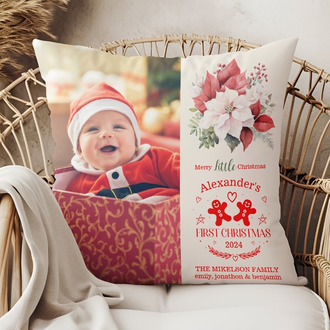 Foto Elegant Floral Baby's First Christmas Kissen (Von Creator hochgeladen)