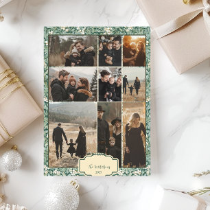 Foto Elegant Green White Holly Feiertagskarte