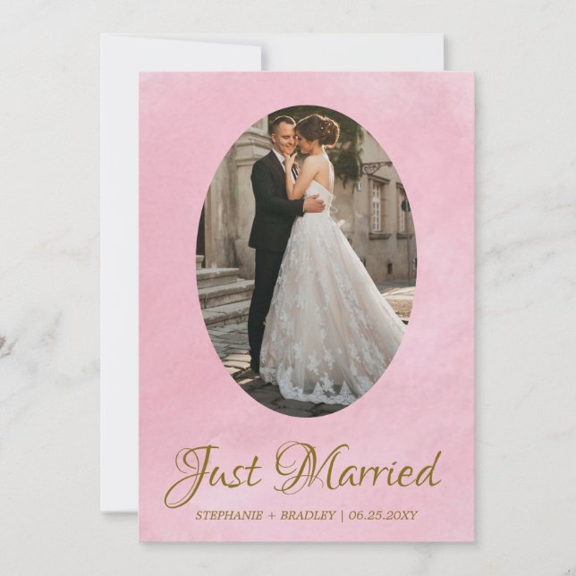 Foto Elegant Just Married Wedding Ankündigung (Vorderseite)