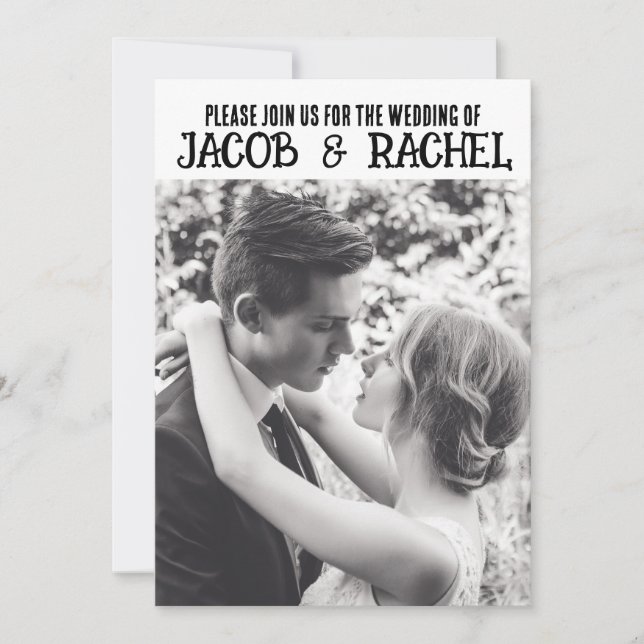 FOTO ELEGANT MINIMALISTISCH WEDD EINLADUNG (Vorderseite)