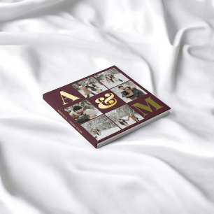 Foto Elegant Monogram Burgundy Wedding Gästebuch