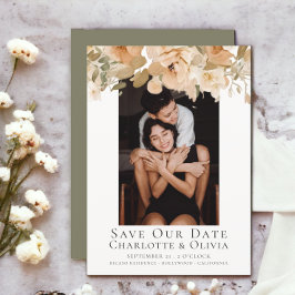 Foto Elegant Peach Floral Save the Date Hochzeit