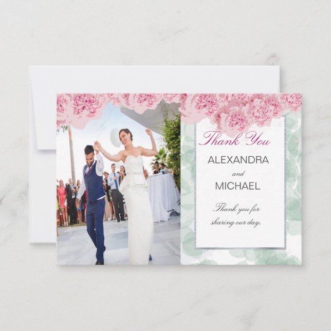 Foto Elegant Pink Wedding Danke Postcard (Vorderseite)