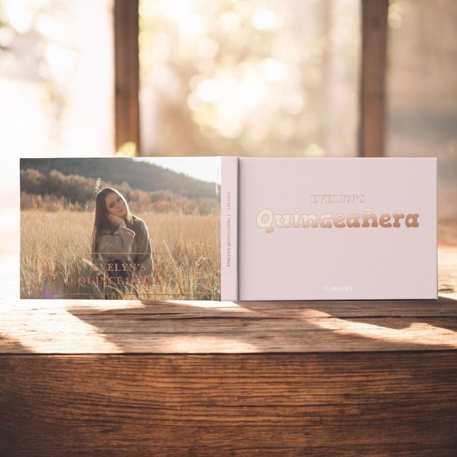 Foto Elegant Rosa Geburtstag Quinceanera Gästebuch (Von Creator hochgeladen)