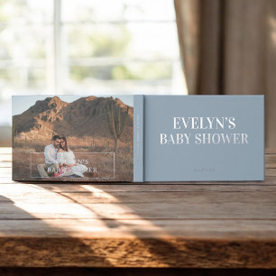 Foto Elegant Simple Baby Shower Blue Gästebuch
