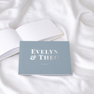 Foto Elegant Simple Blue Wedding Guest Book Gästebuch