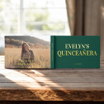 Foto Elegant Simple Quinceanera Gästebuch<br><div class="desc">In unserem Gästebuch "Quinceañera" mit der Überschrift "Quinceañera" in elegantem Serif-Schriftart,  wunderschön in echter Folie. Das minimalistisch gestaltete Hotel besticht durch seine zentrale Lage.</div>