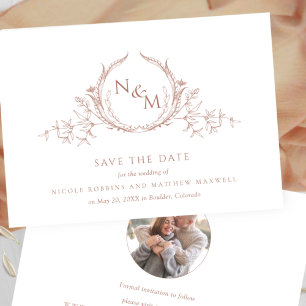 Foto, Elegant Terracotta Monogram Wedding Save The Date