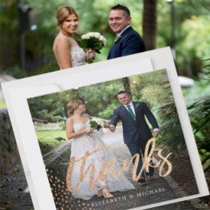 Foto Elegant Wedding Gold Square Vielen Dank Dankeskarte