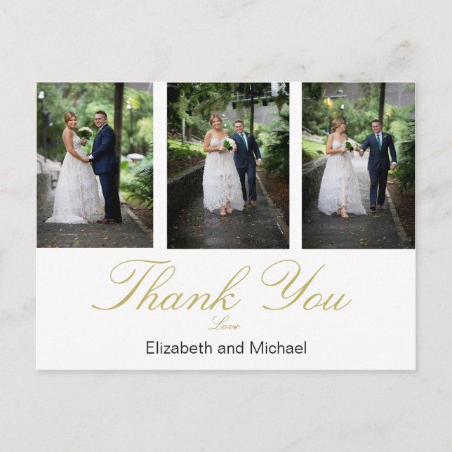 Foto Elegant Wedding Vielen Dank Postkarte (Vorderseite)