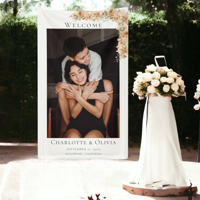 Foto Elegante Begrüßung Banner (Photo Elegant Floral Welcome Wedding Banner from Ricaso)