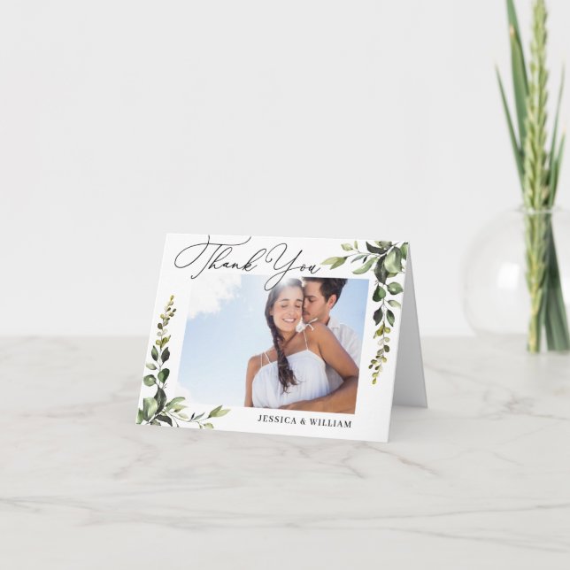 FOTO Elegante Eukalyptus Dankeskarte (Vorderseite)