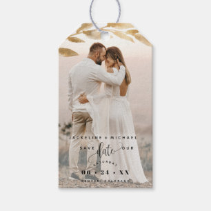 Foto, elegante Gold-Blätter, die das Datum speiche Geschenkanhänger