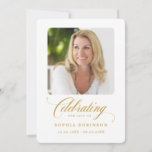 Foto Elegante Gold-Script-Beerdigungskarte Ankündigung