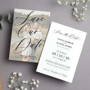 Foto elegante Kalligraphie Drehbuch moderne Hochze Save The Date