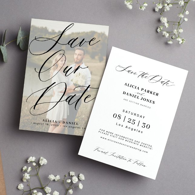 Foto elegante Kalligraphie Drehbuch moderne Hochze Save The Date (Von Creator hochgeladen)