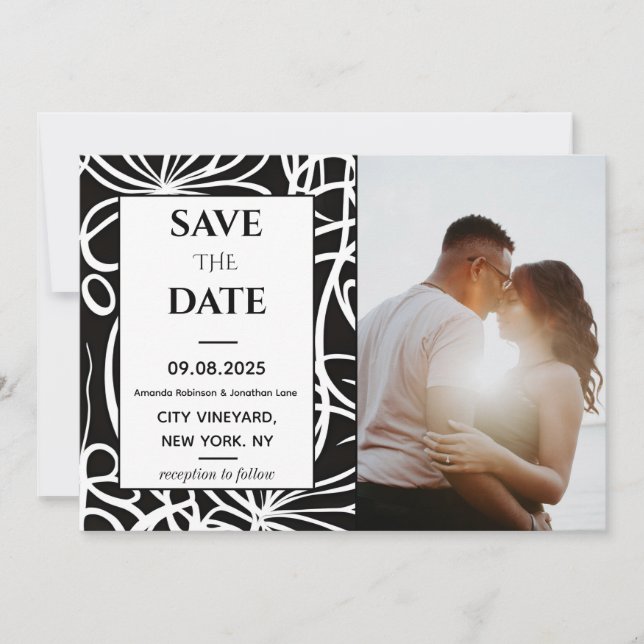 Foto Elegante klassische Hochzeit Speichern Sie di Einladung (Vorderseite)
