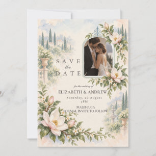 Foto Elegante Magnolien-Garten-Hochzeit Save The Date