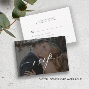 Foto elegante Skript druckbare Hochzeitskarte RSVP Einladung