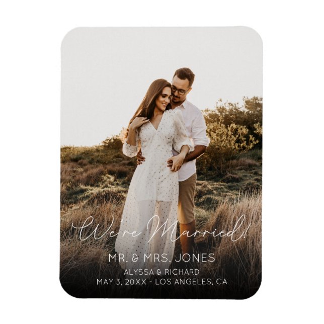 Foto Elegante Typografie Hochzeit Vertikal 2 Magnet (Vertikal)
