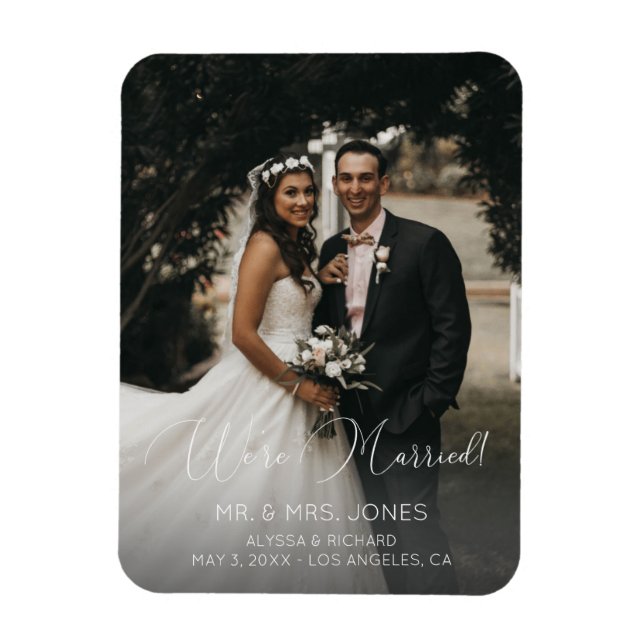 Foto Elegante Typografie Hochzeit Vertikal 3 Magnet (Vertikal)