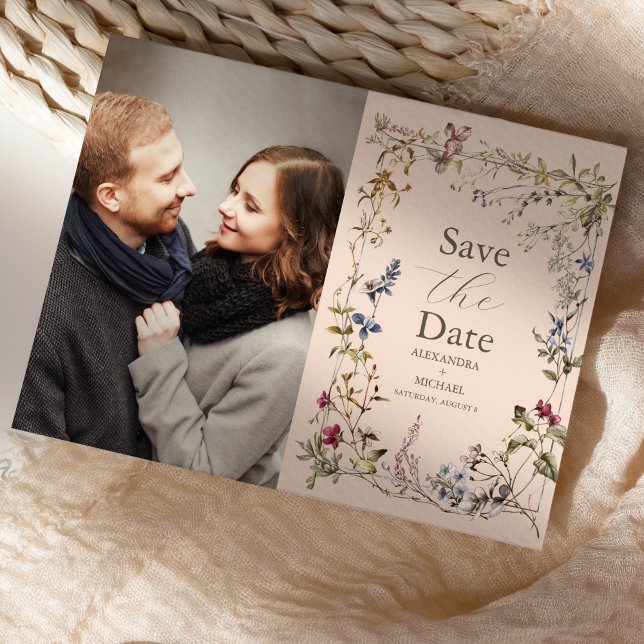 Foto Elegante Vintage Blumenhochzeit Save The Date (Von Creator hochgeladen)