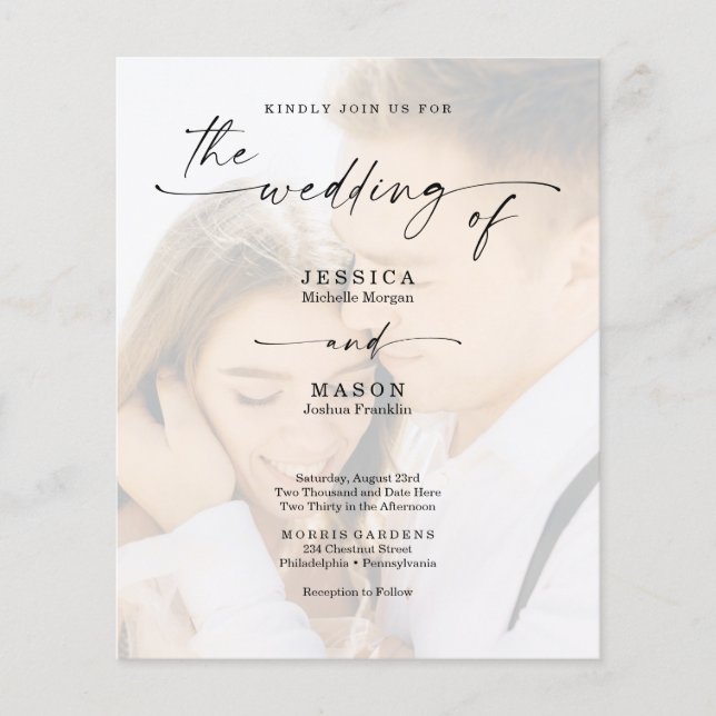Foto Elegantes Foto Hochzeit Einladung Flyer (Vorne)