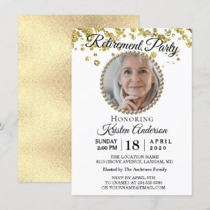 Foto Elegantes Gold Glitzer Rente Party Einladung