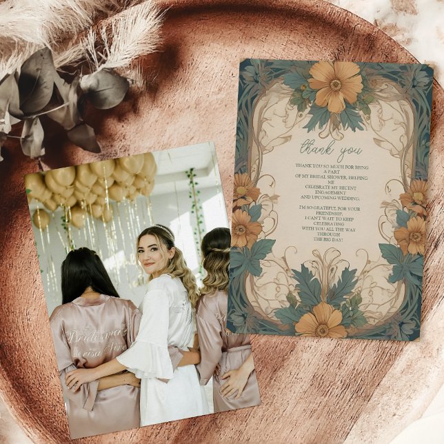 Foto Elegantes Jugendstil Brautparty Dankeskarte (Von Creator hochgeladen)