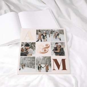 Foto Elegantes Monogramm Rosa Rosa Gästebuch