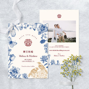 Foto Elster Floral Chinesische Hochzeit Save the D Einladung
